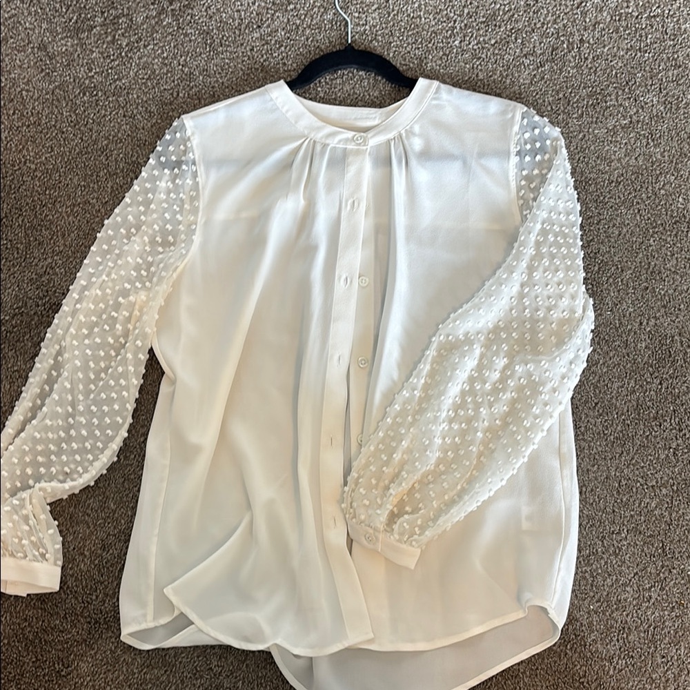 Elegant Rails White Blouse with Sheer Sleeves